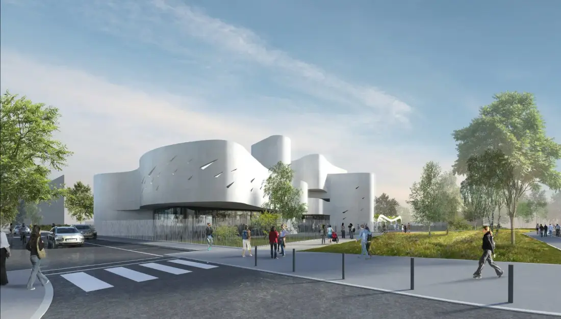 Rendu de la maison des associations de Saint-Cyr-l'École, aux volumes courbes