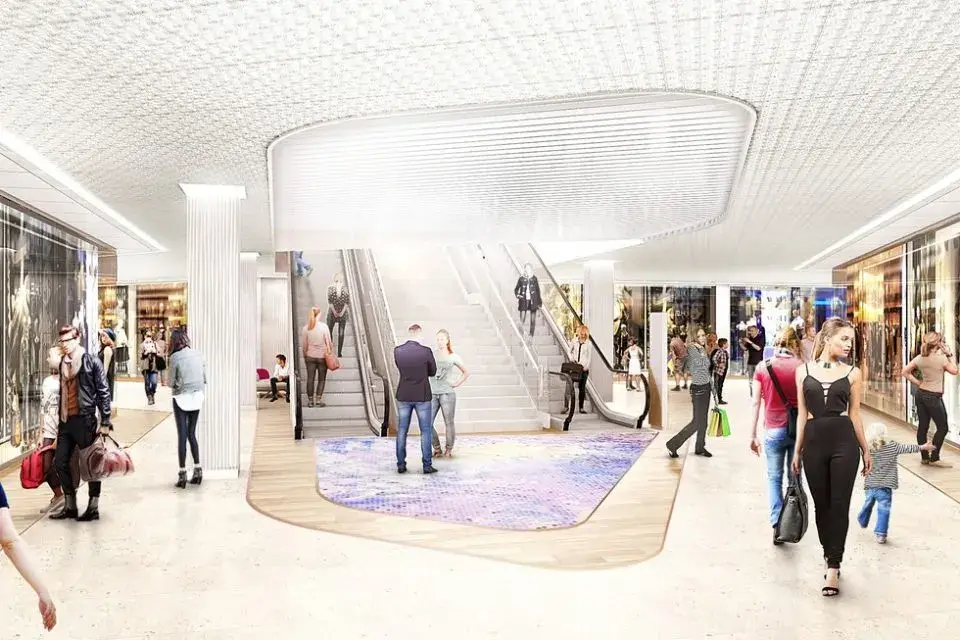 Hall intérieur du centre commercial Saint-Sever à Rouen